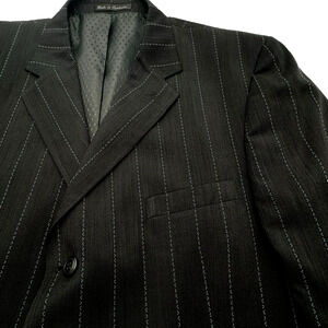 MAZZONI Men's 48L‎ Black Striped Blazer Suit Jacket Sport Coat Career Wedding